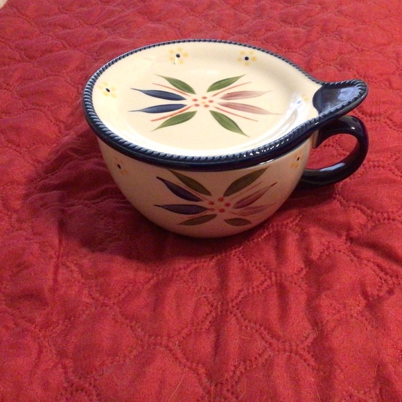 Set of 2 Mug-a-Bowls with Lids Floral Ceramic - Picture 2 of 3